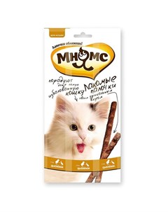 Лакомство для кошек лакомые палочки с цыпленком и уткой 13 5 см 15 г 3 шт в упаковке Мнямс