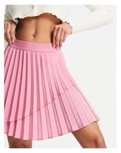 Плиссированная теннисная мини юбка розового цвета Stradivarius