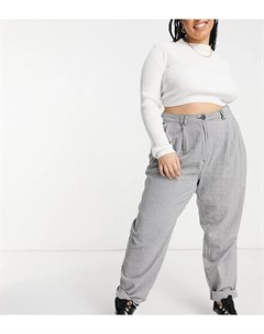 Черно белые брюки с узором гусиная лапка и сборками спереди ASOS DESIGN Curve Asos curve