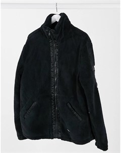 Черная куртка из искусственного меха на длинной молнии Asos unrvlld spply
