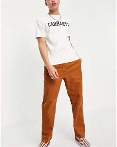 Вельветовые суженные книзу брюки темно оранжевого цвета Carhartt wip