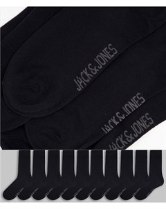 Набор из 10 пар черных носков с логотипом Jack & jones