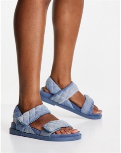 Голубые стеганые сандалии в винтажном стиле под деним Bertie Monki