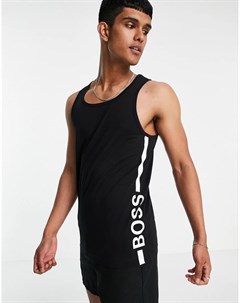 Черная майка с вертикальным логотипом BOSS Beachwear Boss bodywear