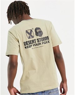 Светло бежевая футболка с принтом Desert Storm на спине Fingercroxx