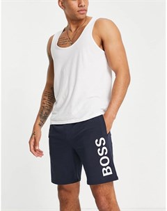 Шорты темно синего цвета с вертикальным контрастным логотипом Identity SUIT 2 Boss bodywear