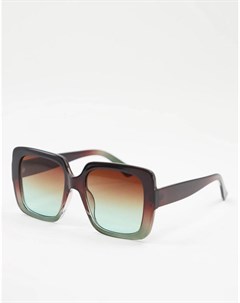 Большие солнцезащитные очки в стиле 70 х в коричневой оправе с зелеными градиентными линзами Asos design