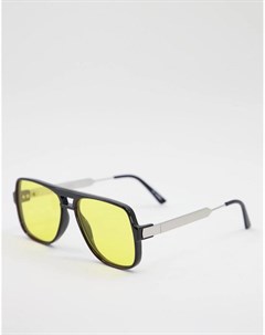 Черные солнцезащитные очки авиаторы унисекс с желтыми линзами Orbital Spitfire