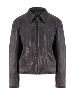 Черно серая куртка из кожи Balenciaga