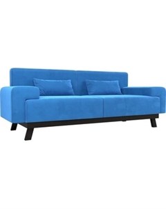 Прямой диван Мюнхен велюр голубой Артмебель