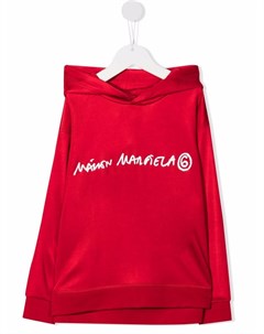 Худи с отделкой в рубчик и логотипом Mm6 maison margiela kids