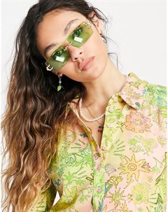 Трикотажная рубашка с цветочным принтом из материала с добавлением органического хлопка Emilia Weekday