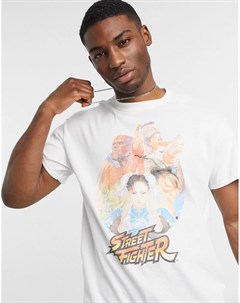 Белая oversized футболка с принтом Street Fighter New look