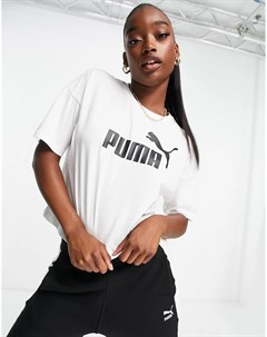 Белая укороченная футболка с логотипом Essentials Puma