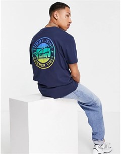 Темно синяя футболка с круглым логотипом спереди и на спине Tommy jeans