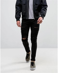 Черные зауженные джинсы с рваной отделкой Criminal damage