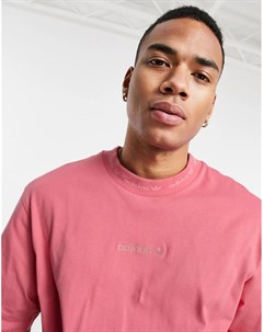 Окрашенная футболка в рубчик приглушенного розового цвета Premium Sweats Adidas originals