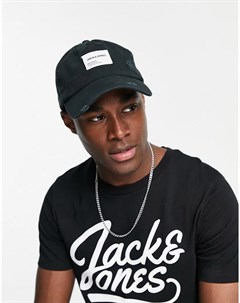 Кепка выбеленного черного цвета с логотипом на нашивке Jack & jones