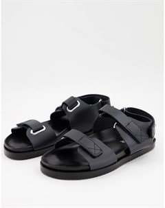 Черные кожаные сандалии в винтажном стиле Kaltur