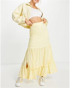 Ярусная юбка мидакси с мелким цветочным принтом от комплекта Lost ink