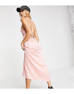 Розовое платье миди на бретелях Inspired Reclaimed vintage