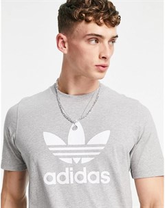 Серая футболка с крупным логотипом adicolor Adidas originals