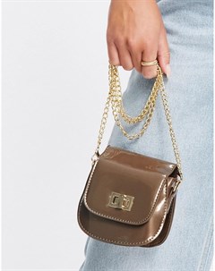 Маленькая лакированная сумка через плечо коричневого цвета и закругленной формы Truffle collection