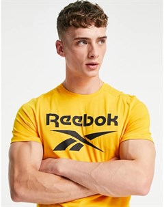 Желтая футболка с крупным логотипом Training Reebok