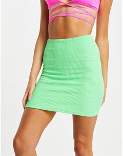 Мини юбка бикини из жатого материала неоново зеленого цвета Выбирай и комбинируй Asos design