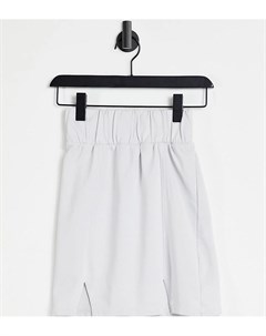 Трикотажная мини юбка выбеленного серого цвета с широким присборенным поясом и двумя разрезами по ни Asos tall