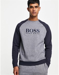 Свитшот с круглым вырезом темно синего меланжевого цвета Contemporary Boss bodywear