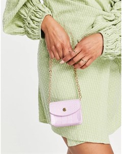 Ультрамаленькая сумочка сиреневого цвета с фактурной крокодиловой кожи на ремешке цепочке с Truffle collection