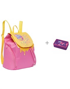 Рюкзак школьный с мешком и Пенал с наполнением Herlitz Purple Butterfly Grizzly