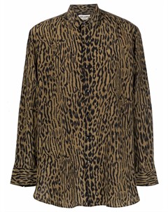 Шелковая рубашка с леопардовым принтом Saint laurent
