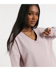 Oversized свитшот серо коричневого цвета с V образным вырезом ASOS DESIGN Maternity Asos maternity