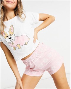 Розовая пижама с футболкой и шортами Brave soul