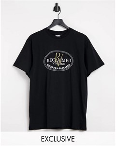 Черная футболка с логотипом на груди Inspired Reclaimed vintage