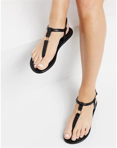 Черные сандалии на плоской подошве с фурнитурой Fulfil Asos design