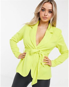 Пиджак лаймового цвета с поясом Unique21