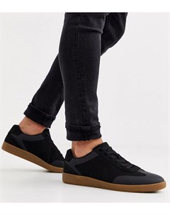 Черные кроссовки для широкой стопы из искусственной замши с каучуковой подошвой и шнуровкой Asos design