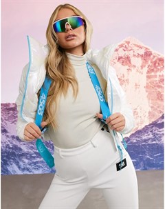 Укороченная горнолыжная куртка с высоким воротником и ремнем с эффектом металлик ski Asos 4505