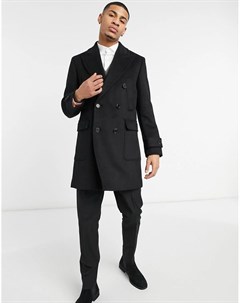 Пальто черного цвета из материала с добавлением шерсти Harry brown