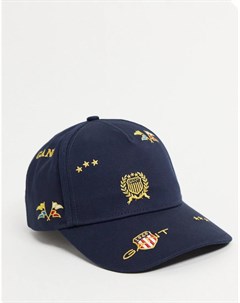 Темно синяя кепка со сплошным принтом логотипа Gant