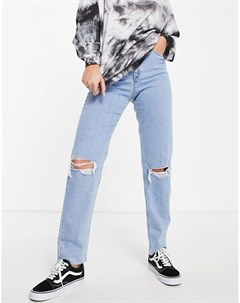 Узкие выбеленные джинсы в винтажном стиле с завышенной талией и рваной отделкой Farleigh Asos design