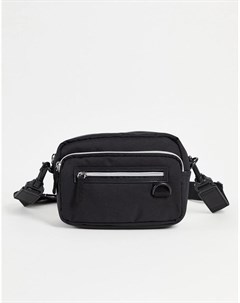Черная нейлоновая прямоугольная сумка через плечо с несколькими карманами Asos design