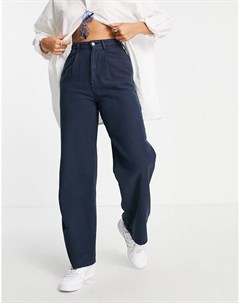 Свободные брюки в винтажном стиле из темно синего жатого хлопка Asos design