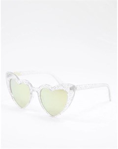 Солнцезащитные очки с блестящей оправой в виде сердечек серебристого и розового цвета x Barbie Skinnydip