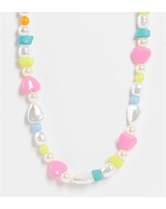 Ожерелье в стиле унисекс с отделкой разноцветным бусинами и искусственным жемчугом Inspired Reclaimed vintage
