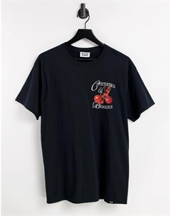 Черная футболка с принтом Cherries Berries Vintage supply