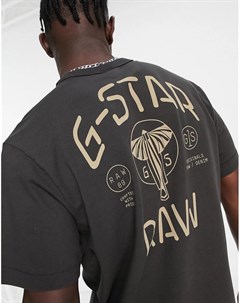 Серая футболка с логотипом на спине G-star